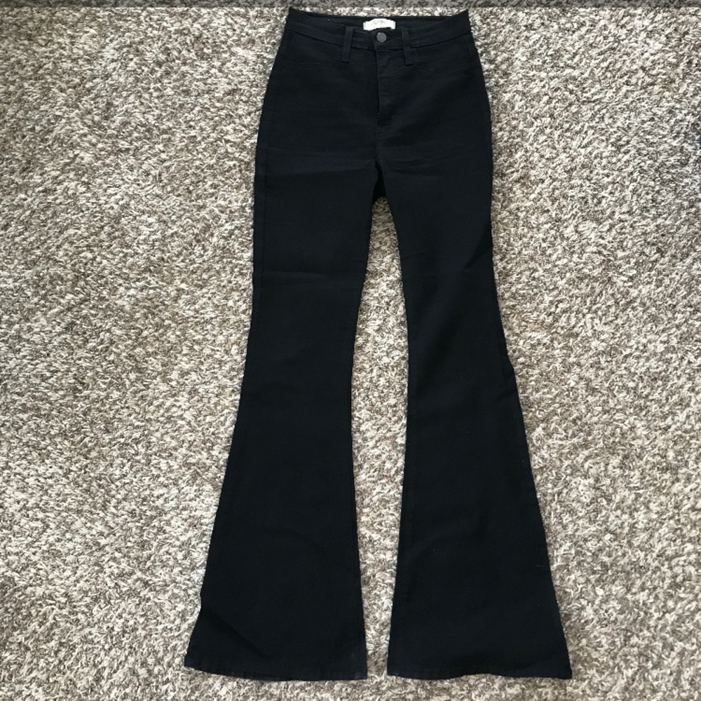 High Rise Black Flare Jean Pants